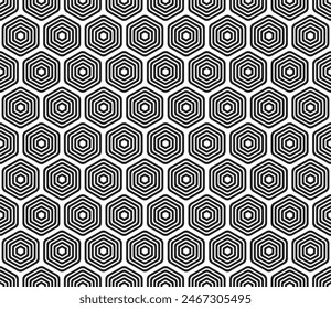 Abstract pattern of hexagon shapes. Bold rounded stacked hexagons mosaic pattern. Hexagonal cells. Seamless tileable vector illustration.