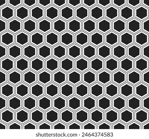 Patrón Abstractas de Formas hexagonales. Patrón de mosaico hexagonal con células sólidas internas. Formas hexagonales. Ilustración vectorial de baldosas sin costuras.