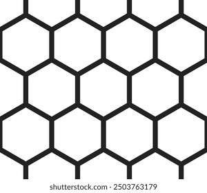 Abstract pattern of hexagon shapes. Plain hexagon grid with bold cells. Large hexagons. Seamless tileable vector illustration.