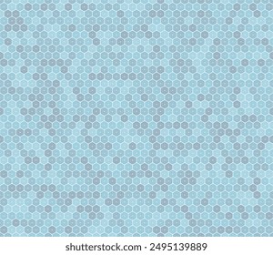 Patrón Abstractas de Formas hexagonales. Celdas de mosaico de hexágonos apilados redondeados. Tonos de color azul. Formas hexagonales regulares. Patrón sin costuras. Ilustración vectorial con mosaico.