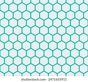 Patrón Abstractas de Formas hexagonales. Color turquesa en el fondo a juego. Cuadrícula hexagonal simple con celdas en negrita. Formas hexagonales. Patrón sin costuras. Ilustración vectorial con mosaico.