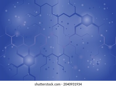 abstract pattern of hexagons and lines on a  blue background