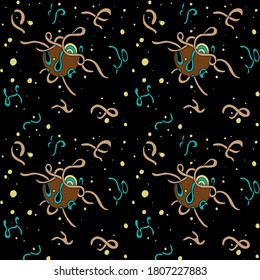 abstract pattern. holiday background. lines and knots on a dark background.