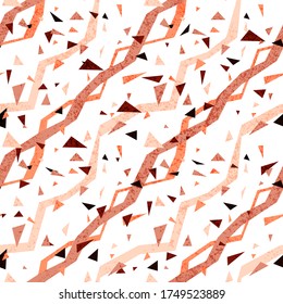 Abstract pattern for home decor, tiles, curtains, textiles. Geometric ornament of diagonal orientation. Multicolored particles randomly placed on a white background. Grunge vector illustration.