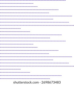 Padrão abstrato de linhas pontilhadas azuis horizontais em um fundo branco, criando um design geométrico minimalista moderno com ritmo óptico e equilíbrio.
