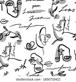 abstract pattern with humans faces . Vector illustration in vintage style. Graphic ink wallpaper