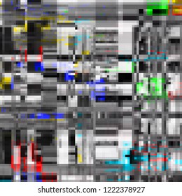 Abstract pattern with imitation of a grunge datamoshing texture. Vector image.