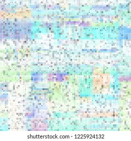 Abstract pattern with imitation of a grunge datamoshing texture. Polka dot pattern on low poly background. Vector image.