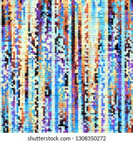 Abstract pattern with imitation of a grunge datamoshing texture. Small squares and small dots. Vector image.