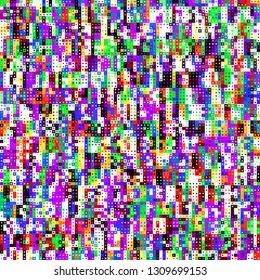 Abstract pattern with imitation of a grunge datamoshing texture. Small squares and small dots. Vector image.