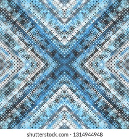 Abstract pattern with imitation of a grunge texture. Small squares and small dots. Vector seamless image.