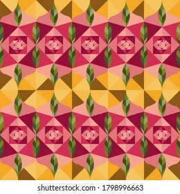 Abstract pattern inspired in stained glass roses mosaic