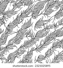 An abstract pattern of interlocking feathers. Abstract line design for fabric