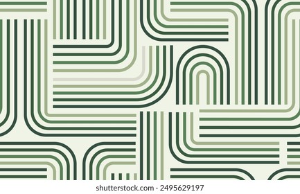 An abstract pattern of interlocking lines and curves in various shades of green on a light background. A great choice for those who like simple, modern designs.