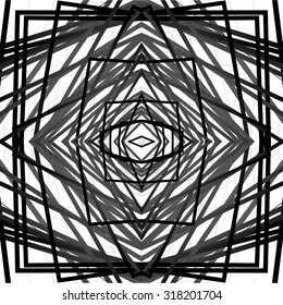 Abstract pattern with intersecting lines. Black and white vector background, texture. Seamlessly repeatable.