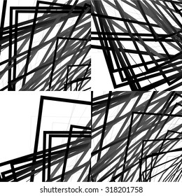 Abstract pattern with intersecting lines. Black and white vector background, texture.