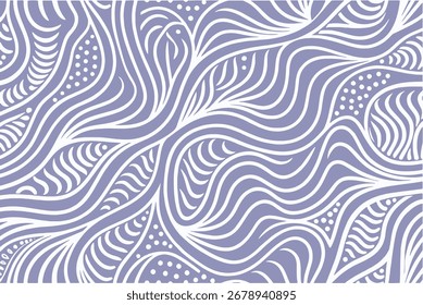 Abstract Pattern of Intertwined Lines and Shapes in a Light Purp