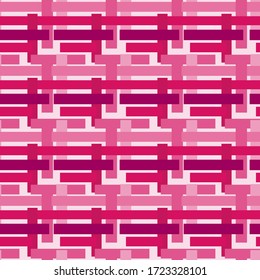Abstract pattern of intertwined stripes, endless canvas, seamless texture. Square. Monochrome. Pink. Grid