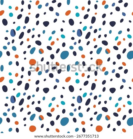 Abstract pattern of irregular dots and ovals in various colors