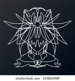 Abstract pattern. An isolated abstract drawing depicting himself, oriental pattern for the decor and background of your design. Area for text. The concept of printing on fabric, stickers.