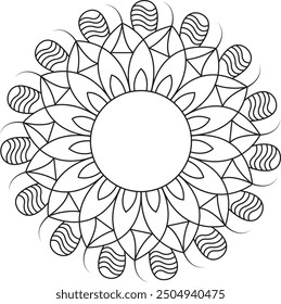 Abstract pattern isolated on white backgroun.Vector Simple mandala design for coloring.