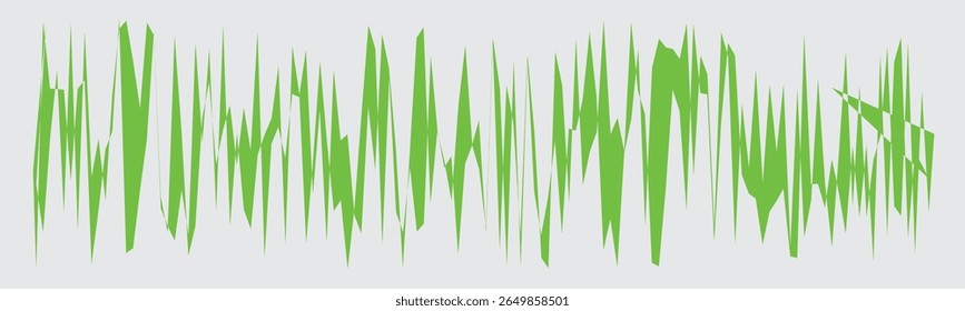 An abstract pattern of jagged, pointed green shapes resembling grass blades against a pale grey background.