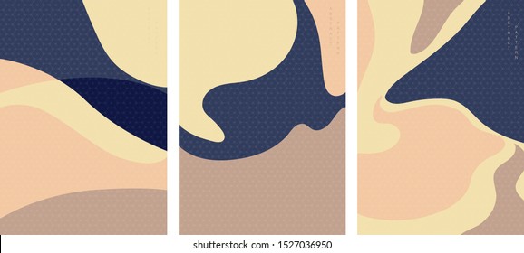 Abstract pattern with Japanese pattern vector. Geometric template with curve elements.