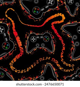 abstract pattern with joystick with fire on a black background