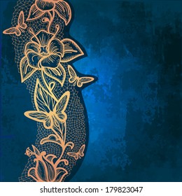 Abstract pattern of lace on a grunge background. Lace Doily.Decorative strip of lace seamless pattern can be used for decoration,packaging,greetings,for any of your designs