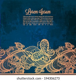 Abstract pattern of lace on a grunge background.Template frame design for card. Lace Doily.