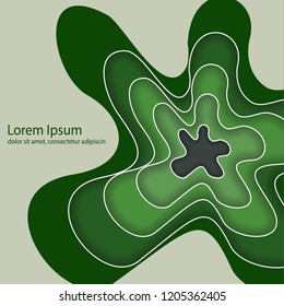 Abstract pattern of layers, wavy shapes and lines. Template for text and message. Modern design. Vector illustration.