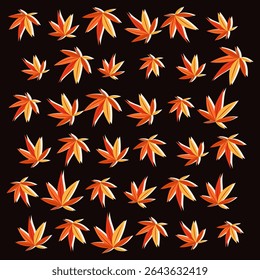 abstract pattern  leaf shapes vector isolated icon on dark brown background.