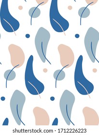 Patrón abstracto con hojas en colores azul y oro - fondo vectorial abstracto para carteles, afiches, portada, fondo de pantalla de medios sociales