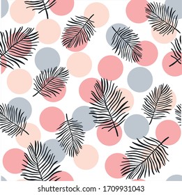 Abstract pattern with leaves and circles
