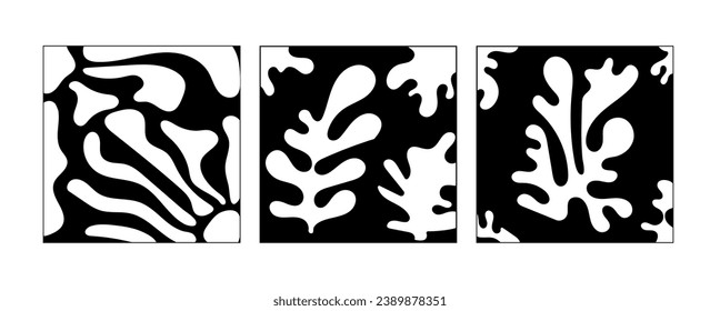 Abstract pattern with leaves. Isolated on black background