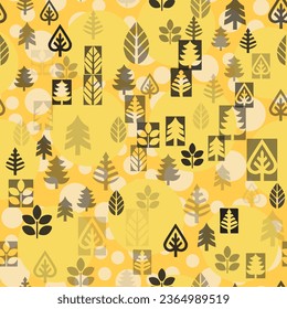 Abstract Contemporary Seamless Pattern with Leaves. Nature Art Leaf Collage Texture. Natural Organic Plant Leaves Artwork. Graphic Ornament. Floral Flat Minimalist Style. Leaf Vintage Botanical Vector