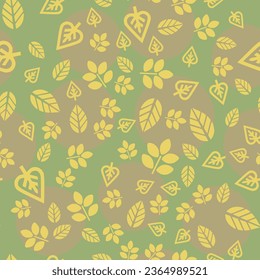 Abstract Contemporary Seamless Pattern with Leaves. Nature Art Leaf Collage Texture. Natural Organic Plant Leaves Artwork. Graphic Ornament. Floral Flat Minimalist Style. Leaf Vintage Botanical Vector