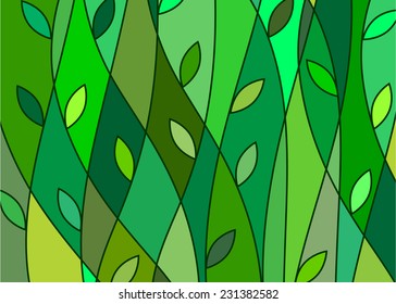 Abstract pattern leaves shades of green color