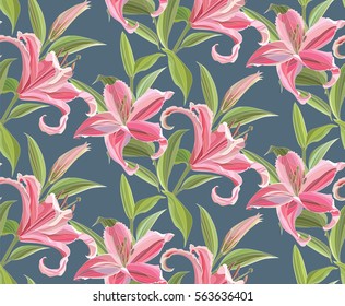 Abstract pattern with Lily flower
