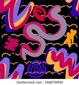 Abstract pattern in line art style. Seamless geometric abstract pattern. Grunge texture. Vector seamless background. Simple vector illustration. Trendy art background for any purposes