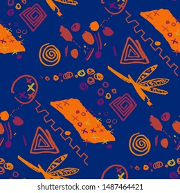 Abstract pattern in line art style. Seamless geometric abstract pattern. Grunge texture. Vector seamless background. Simple vector illustration. Trendy art background for any purposes