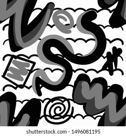 Abstract pattern in line art style. Seamless geometric abstract pattern. Grunge texture. Vector seamless background. Simple vector illustration. Trendy art background for any purposes