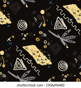 Abstract pattern in line art style. Seamless geometric abstract pattern. Grunge texture. Vector seamless background. Simple vector illustration. Trendy art background for any purposes