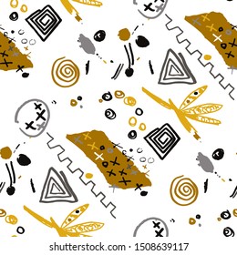 Abstract pattern in line art style. Seamless geometric abstract pattern. Grunge texture. Vector seamless background. Simple vector illustration. Trendy art background for any purposes