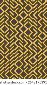 Abstract pattern line motif yellow color on dark brown background
