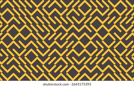 Abstract pattern line motif yellow color on dark brown background