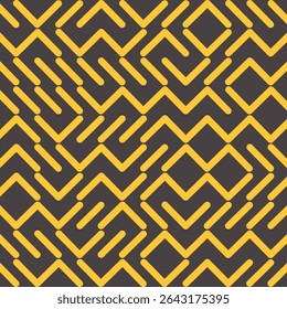 Abstract pattern line motif yellow color on dark brown background