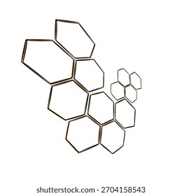 Padrão abstrato com linhas formando hexágonos coloridos sem fundo