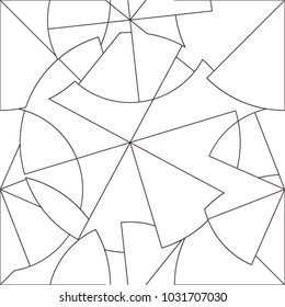 Abstract pattern in lines, grid, simple, confusion, circle, intersection, seamless vector background.