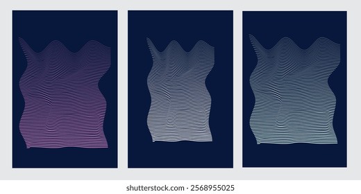 Abstract pattern from lines, halftone effect. Black and white texture. Minimalist design template for poster, banner, cover, postcard